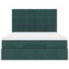 Ottoman Bed with Mattresses Dark Green 140x190cm Velvet