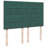 Ottoman Bed with Mattresses Dark Green 140x190cm Velvet