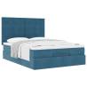 Dark Blue Ottoman Bed with Mattress - 140x200cm Velvet