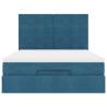 Dark Blue Ottoman Bed with Mattress - 140x200cm Velvet