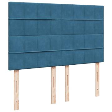 Dark Blue Ottoman Bed with Mattress - 140x200cm Velvet