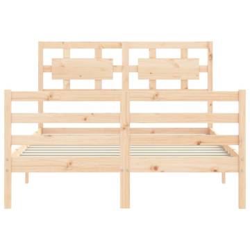 Solid Wood Bed Frame with Headboard 140x190 cm - Hipomarket