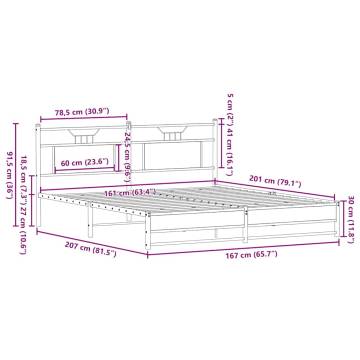 Bed Frame without Mattress - Brown Oak 160x200 cm | HipoMarket