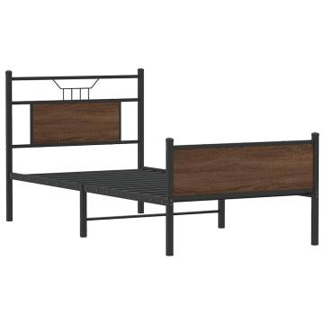 Brown Oak Bed Frame 90x200 cm - Stable & Stylish Design