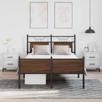 Brown Oak Bed Frame 120x190 cm | Stylish & Durable Design