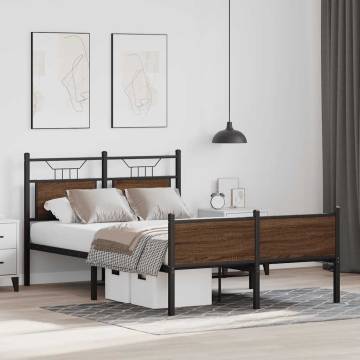 Brown Oak Bed Frame 120x190 cm | Stylish & Durable Design