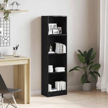 Stylish Black Oak Bookcase | 40x24x143 cm Engineered Wood