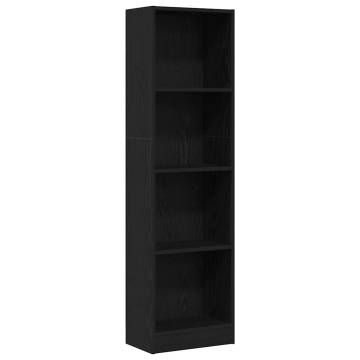 Stylish Black Oak Bookcase | 40x24x143 cm Engineered Wood