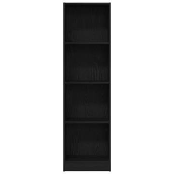 Stylish Black Oak Bookcase | 40x24x143 cm Engineered Wood