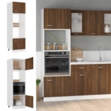 Stylish Microwave Cabinet Lyon Brown Oak - 60x57x207 cm