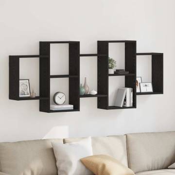 Stylish Black Oak Wall Shelf - 159x18x65 cm | Hipomarket