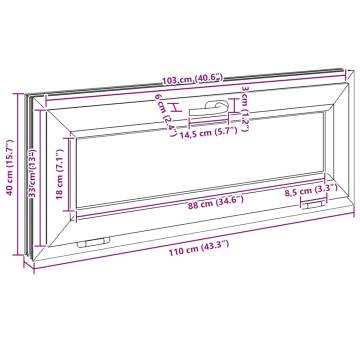 Basement Window RISOR 110x40 cm Tilt - Durable PVC Glass