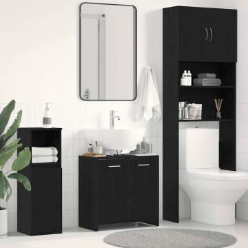 Stylish Black Oak Bathroom Sink Cabinet - 60x33x60 cm