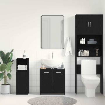 Stylish Black Oak Bathroom Sink Cabinet - 60x33x60 cm