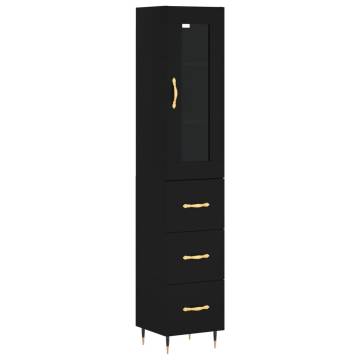 Stylish Highboard in Black - 34.5x34x180 cm Engineered Wood