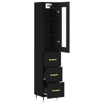 Stylish Highboard in Black - 34.5x34x180 cm Engineered Wood