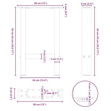 Coffee Table Legs Natural Steel 38x(42-43) cm - 2 pcs