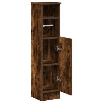 Stylish Bathroom Cabinet with Roll Holder - Smoked Oak 20.5x22x90 cm