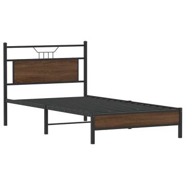 Brown Oak Bed Frame 100x190 cm - Engineered Wood | Hipomarket