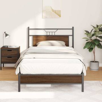 Brown Oak Bed Frame 100x190 cm - Engineered Wood | Hipomarket