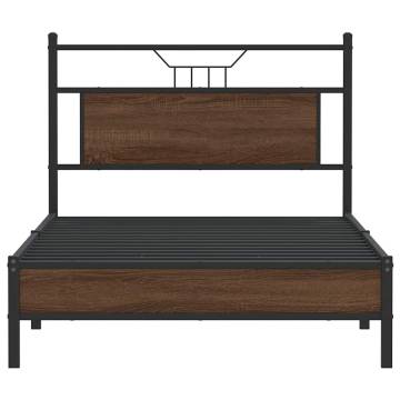 Brown Oak Bed Frame 100x190 cm - Engineered Wood | Hipomarket