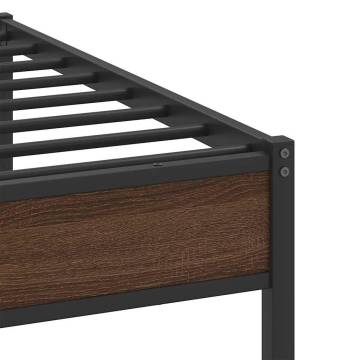 Brown Oak Bed Frame 100x190 cm - Engineered Wood | Hipomarket