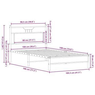 Brown Oak Bed Frame 100x190 cm - Engineered Wood | Hipomarket