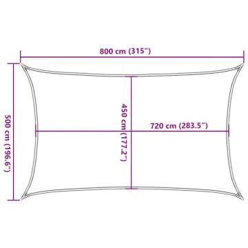 HDPE Sunshade Sail 5x8 m - Rectangular Orange | HipoMarket