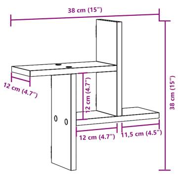 Black Oak Wall Shelves - 2 pcs | Space-Saving Design