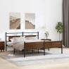 Brown Oak Metal Bed Frame 180x200 cm Super King | Hipo Market