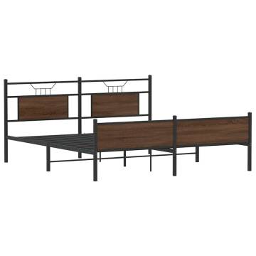 Brown Oak Metal Bed Frame 180x200 cm Super King | Hipo Market