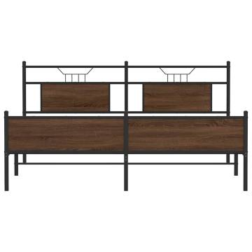 Brown Oak Metal Bed Frame 180x200 cm Super King | Hipo Market