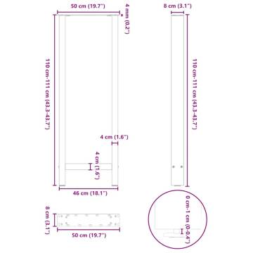 Coffee Table Legs Anthracite | Durable Steel | 50x(110-111) cm