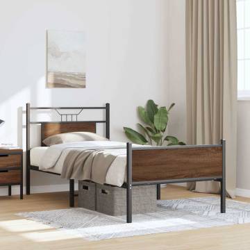 Brown Oak Bed Frame 90x190 cm - Durable & Stylish Sleep Solution