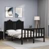 Bed Frame with Headboard Black 120x200 cm Solid Wood Colour black Size 120 x 200 cm 