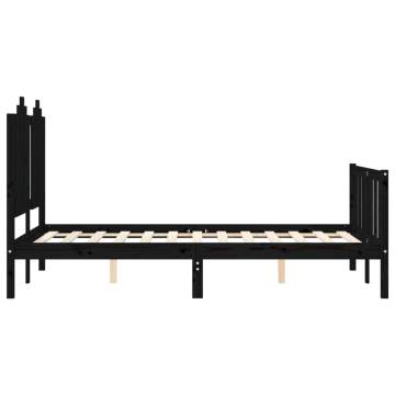 Stylish Black Bed Frame with Headboard - 120x200 cm