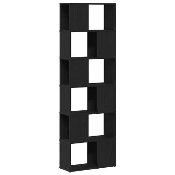 Stylish Black Oak Book Cabinet & Room Divider | 60x24x186 cm