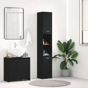 Black Oak Bathroom Cabinet 30x30x183.5 cm | HiPoMarket UK