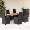  7 Piece Garden Dining Set with Cushions Black Poly Rattan Colour black Size 190 cm table length Number of 6 