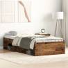 Durable Old Wood Bed Frame 75x190 cm - Stylish Storage Solution