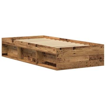 Durable Old Wood Bed Frame 75x190 cm - Stylish Storage Solution