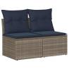 2 Piece Garden Sofa Set with Cushions - Grey Poly Rattan