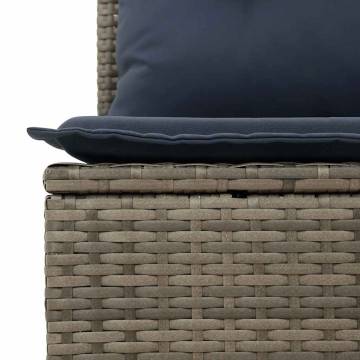 2 Piece Garden Sofa Set with Cushions - Grey Poly Rattan