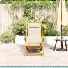 Folding Beach Chair with Armrests - Cream Acacia Wood & Textilene