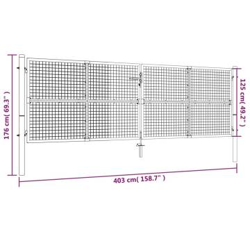 Galvanised Steel Garden Gate 415x175 cm - Durable & Stylish