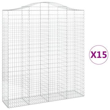 Arched Gabion Baskets 15 pcs - Durable Garden Barriers