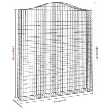 Arched Gabion Baskets - 13 pcs Galvanised Iron Garden Barriers