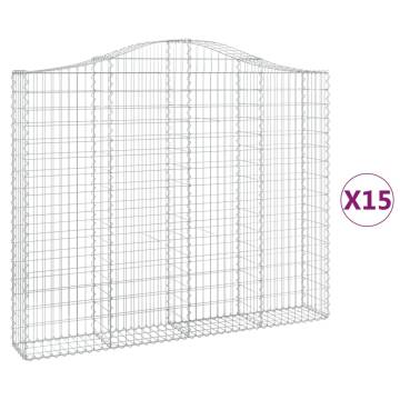 Arched Gabion Baskets 15 pcs - Durable Galvanised Iron