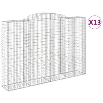 Arched Gabion Baskets 13 pcs - Durable Garden Barriers