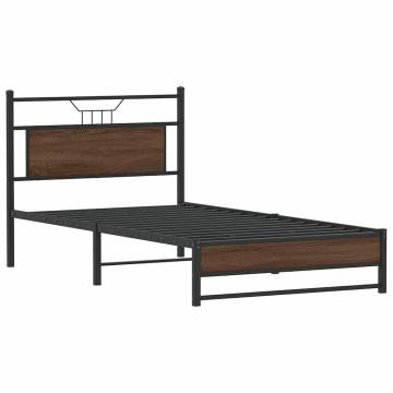 Brown Oak Bed Frame 100x200 cm | Durable Engineered Wood